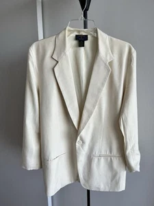 CHARTER CLUB Women's Ivory Cream 100% Silk Blazer Jacket Lined Size 8 List $159 - Picture 1 of 14