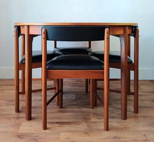 McIntosh Mid Century Round Extending Dining Table and Tuck Under Chairs - Picture 1 of 16