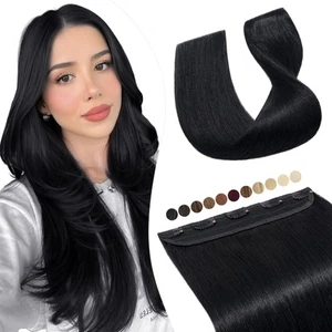 Extension Capelli Veri Clip Fascia Unica #1 Jet Nero, 35Cm 100% Remy Human Hair - Foto 1 di 9