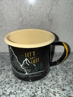 Caneca de café UNITED BY BLUE mergulhada à mão 12 oz aço esmalte preto fogueira - Imagem 1 de 4