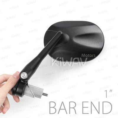 Bar end mirrors STARK oval black fits 1" hollow bar ID 17-24mm fits Harley - Image 1 of 4