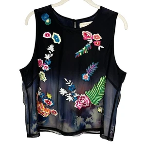 NWT Nicole Miller Artelier Sequin Floral Blouse Women's XL  - Picture 1 of 7