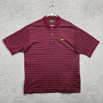 Masters Polo Shirt Mens XL Maroon Striped Bobby Jones Collection Augusta Golf - Imagem 1 de 4