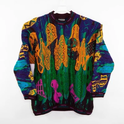Vintage COOGI 3D Knit Sweater Multicolor Chunky Patterned Hip Hop Biggie Small - Image 1 of 4