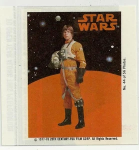 1977-78 Star Wars Sugar-Free (Topps) UNFOLDED Bubble Gum Wrapper #44 Luke X-Wing - Picture 1 of 2