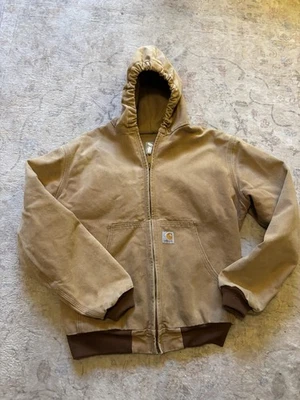 Chaqueta Carhartt Juvenil XL Pato Marrón Lona Con Capucha Envejecida De Colección Y05BRN Foto 1 de 4