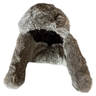 Sombrero de trampero de piel de conejo natural Blizzard XL negro nailon invierno aviador Ushanka Foto 1 de 4