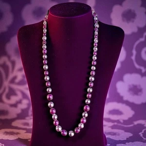 Moonglow Perlenkette Vintage 52 cm selten lang lila Lucite Strang Schmuck - Bild 1 von 13