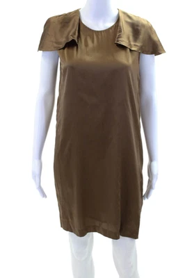 Vestido recto de seda 3.1 Phillip Lim para mujer manga gorra cuello redondo marrón talla 6 Foto 1 de 4