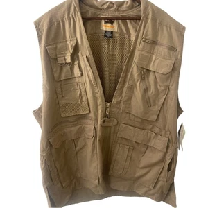 Humvee Safari Photo Vest 3XL Khaki Tan Utility Outdoor Pockets Travel NWT - Picture 1 of 12