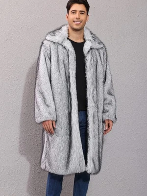 Abrigo largo de piel de zorro sintética de invierno americano 112 cm-117 cm para hombre ropa exterior cálida talla Foto 1 de 4