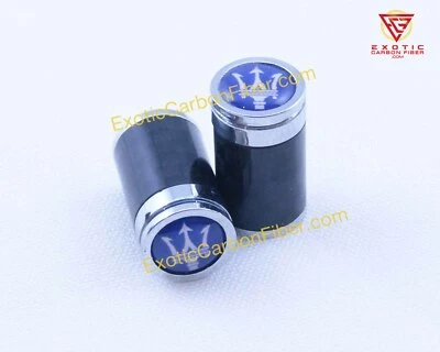 Maserati Silver Trident válvula de pneu de fibra de carbono/tampas de haste, fundo azul - Imagem 1 de 3