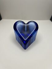 Fire and Light Recycled Art Glass Heart Cobalt Blue Paperweight