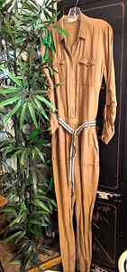 Mono Jogger Ann Taylor LOFT Lino Camel Tostado Talla Pequeña Safari Selva Comodidad - Imagen 1 de 14