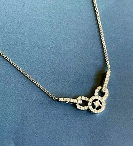 18ct White Gold Diamond Necklace 0.55ct Chocker Cocktail 18 inch Chain 1/2ct - Picture 1 of 14