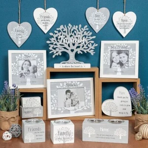Tree of Life Grey Standing Heart Message Plaque - Mum Nan Friends Family Home - Picture 1 of 9