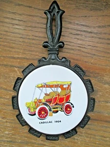 Vintage Retro 1904 Cadillac Cast Iron & Ceramic Tile Trivet - Picture 1 of 3