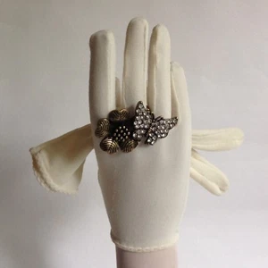 Vintage 1960s Nylon Ivory Dress Gloves Wedding Church Bridal Evening Small - Picture 1 of 11