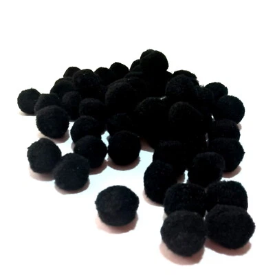 Black Pom Poms for Craft - Size 23mm - Premium Quality Soft Pompoms   - Image 1 of 3