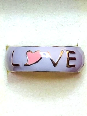 Anillo corazón/amor esmalte rodio enchapado - talla 6 Foto 1 de 2