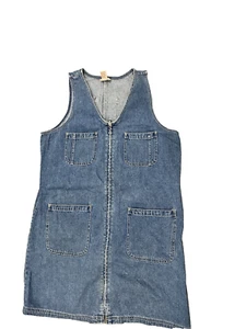 Crossroads Woman’s Sz 16W Denim Sleeveless Zip Up Dress W/ Pockets - Picture 1 of 2