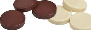 URIA STONE BACKGAMMON CHECKERS 1” DIAMETER COLORS IVORY & BRAWN - Picture 1 of 4