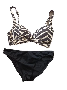 Marks & Spencer/TU Black Mix Padded Lingerie Fit Bandeau Bikini Set UK 10 - Picture 1 of 5