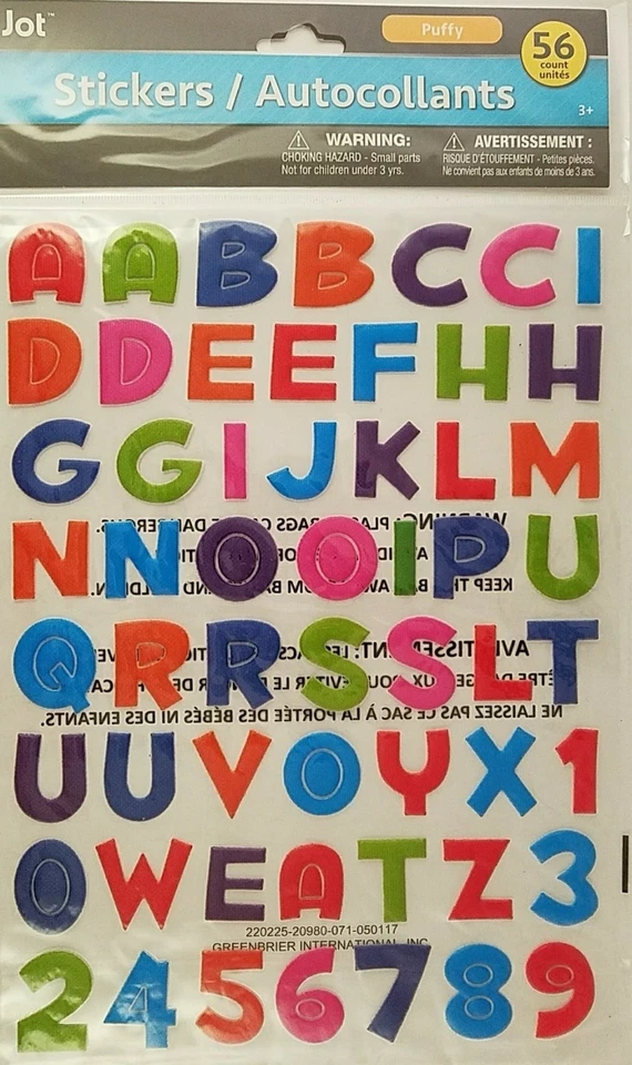 Neon Alphabet & Number Stickers 1”to 1.25”H, 56 Ct/Pk  - Image 1 of 1