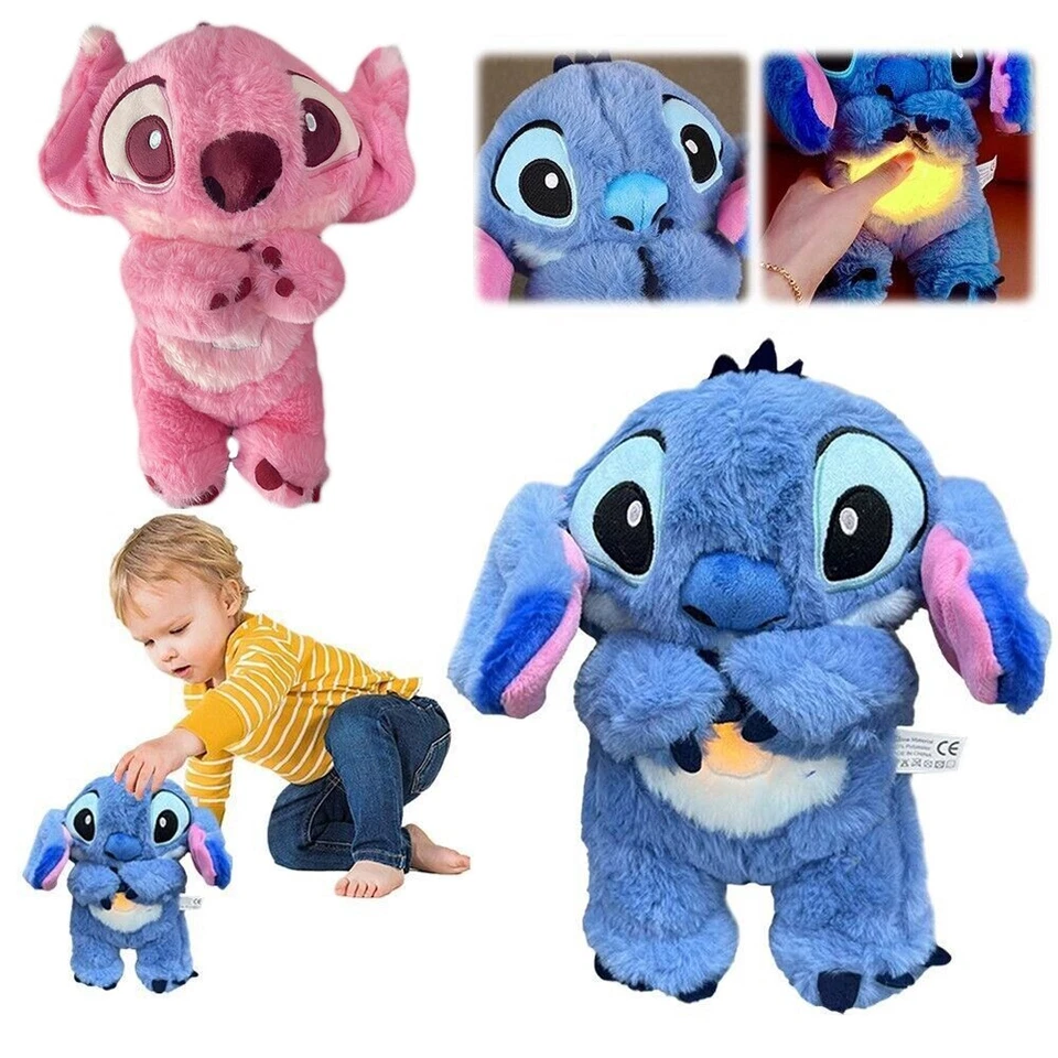 Stitch Angel Plüsch Spielzeug Schlaf-Kuscheltier mit Atembewegung Musik Puppen - Bild 1 von 4