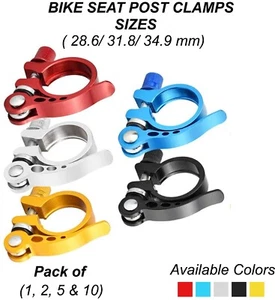 BIKE SEATPOST CLAMP LIGHTWEIGHT SEATPOST SKEWER CABLE C-CLIP MTB ROAD BICYCLE UK - Picture 1 of 23