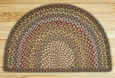 Braided Jute Slice Half Moon Area Rug. 2 Sizes. Earth Rugs. FIR/IVORY - Image 1 of 2