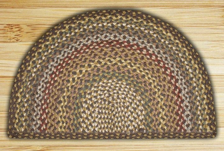 Braided Jute Slice Half Moon Area Rug. 2 Sizes. Earth Rugs. FIR/IVORY - Image 1 of 2