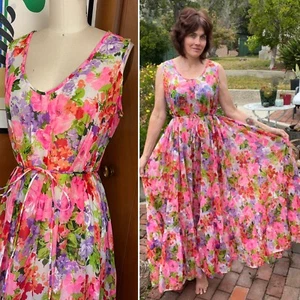 INTIME California Fredericks of Hollywood Slip Dress Nightgown Floral Vintage - Picture 1 of 9