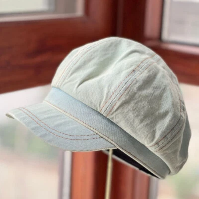 Mujeres 8 Paneles Denim Gorra de Newsboy Retro Algodón Lavado Boina Gatsby Sombrero de Cabbie Foto 1 de 4