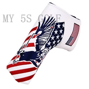 Golf Blade Putter Head Cover USA Flag and Eagle Embroidery Magnetic Closure - Picture 1 of 5