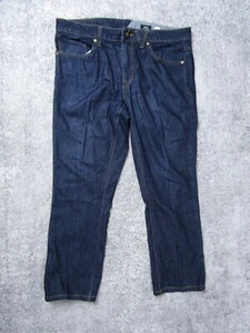 Volcom Jeans Mens 34 Vorta Slim Straight Blue Denim Pants Bottoms Dark Wash - Picture 1 of 13