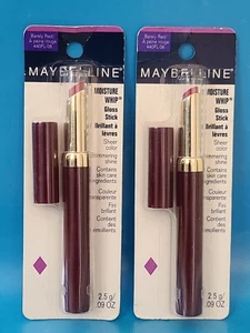Maybelline Lipstick " BARELY RED " • MOISTURE WHIP Gloss Stick ( LOT OF 2 ) - Picture 1 of 8