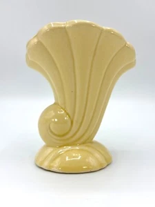 Shawnee USA Pottery Yellow Cornucopia 1940's Art Deco 6" Tall Vase Vintage - Picture 1 of 8