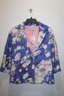 CHAQUETA BLAZER CASUAL MUJER J. PETERMAN ALGODÓN FLORAL MORADO Y MULTICOLOR TALLA 8 Foto 1 de 3