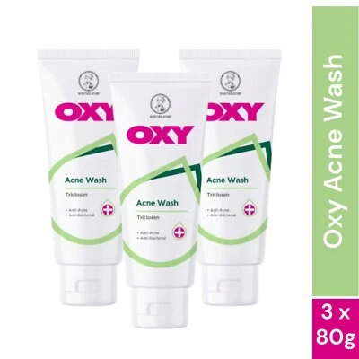 OXY Acne Wash +Triclosan Face Cleanser Anti-Bacterial Pimple Care (3  x 80g) - Image 1 of 4