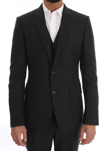 DOLCE & GABBANA Suit Gray Patterned Wool 3 Piece Slim EU54 / US44 / XL RRP $2600 - Picture 1 of 12