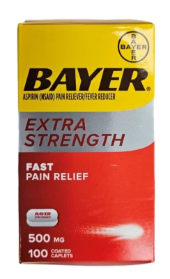 Bayer Aspirin Extra Strength 500mg, 100 Coated Caplets  -- - Image 1 of 2