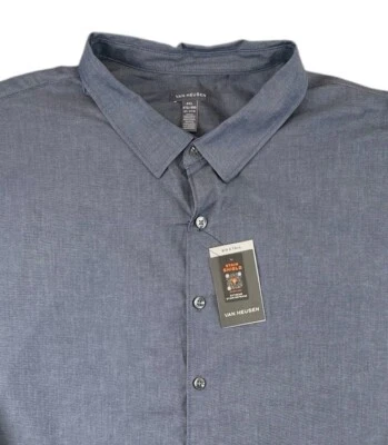 NWT Van Heusen Shirt Mens 4XL 21-21.5 Blue Stain Shield Wrinkle Free Workwear - Image 1 of 4