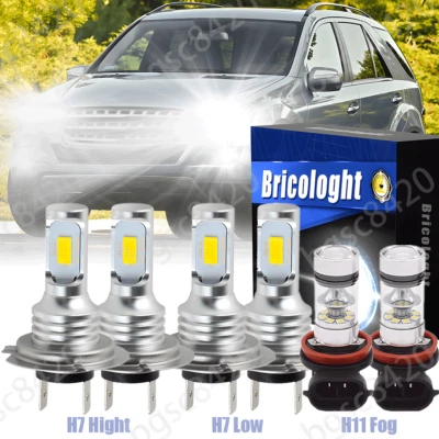 For Mercedes-Benz ML350 2006-2011 Combo LED Headlight Fog Light Bulbs Kit 6000K - Image 1 of 4