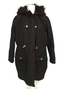 TED BAKER Ladies UK16 Dark Burgundy Winter Zip Up Coat Floral Lined Pre-Loved  - Picture 1 of 12