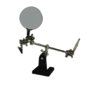 TERZA MANO IN METALLO CON LENTE D'INGRANDIMENTO E PINZE - Picture 1 of 1