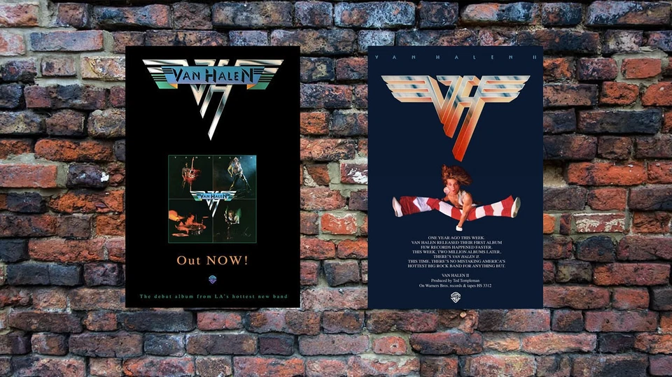 VAN HALEN poster pair for debut album and VAN HALEN II 16" x 24" total 70s vibes - Image 1 of 4