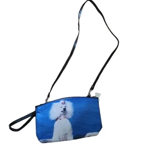 BRACIANO Umhängetasche Damen blau Pudelmuster skurril Hundeliebhaber - Bild 1 von 7