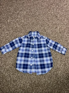 NEU Janie and Jack blau kariertes Button-Down-Hemd 100 % Baumwolle Jungen 3-6 Monate - Bild 1 von 3