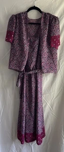 1980s Women’s Vintage Leslie Fay Belted Dress & Short Sleeve Cardigan Size 12 - Picture 1 of 7
